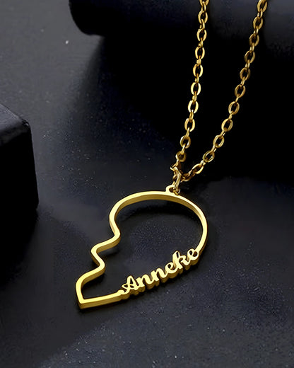 Personalised Combined Heart Name Couple Necklace