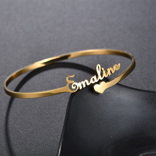 NAME BANGLE WITH HEART