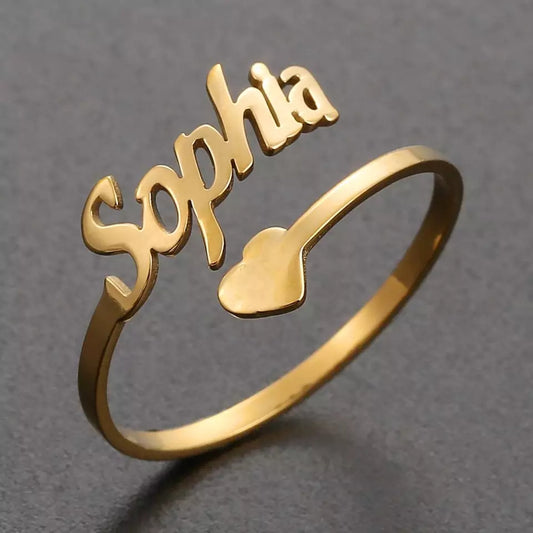 Personalized Name Ring With Heart